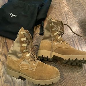 Celine suede lace up combat boots